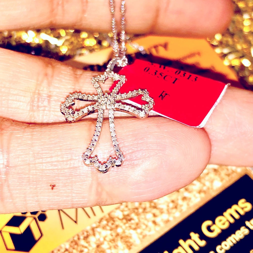 Real diamond cross pendant, genuine diamond cross charm, best gift for men women